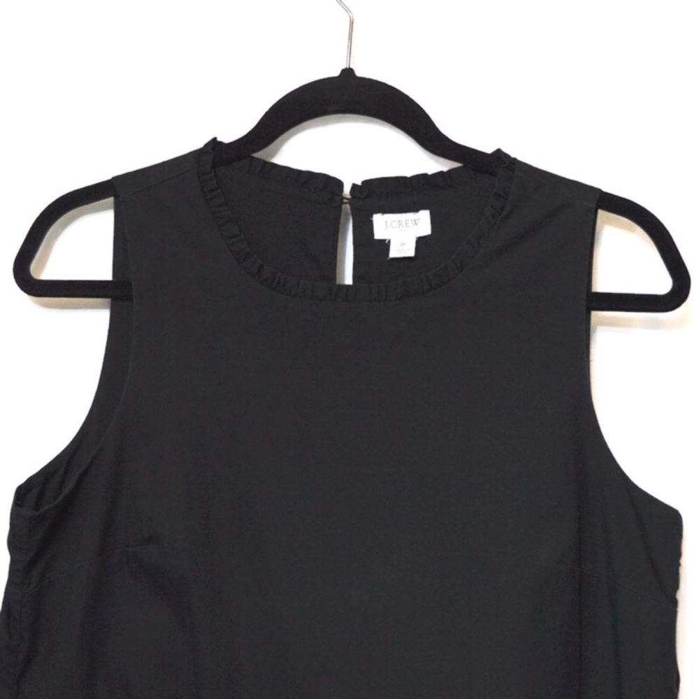 J.Crew Sleeveless Tiered Ruffle Neck Dress Size 8 Cotton Poplin, Pockets, Lined - Picture 7 of 11